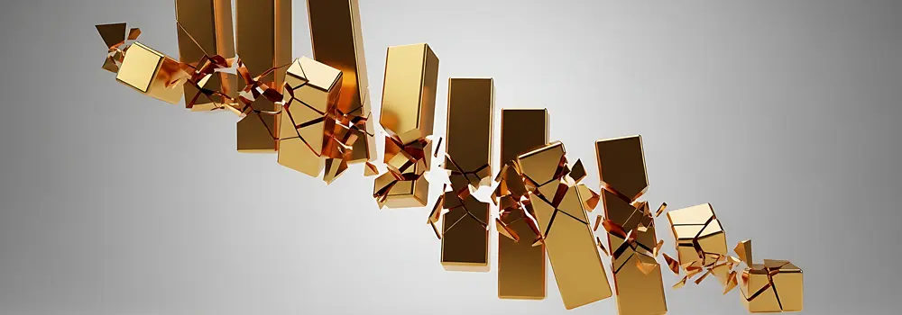 graphic of gold bars in decline