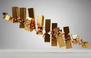 graphic of gold bars in decline