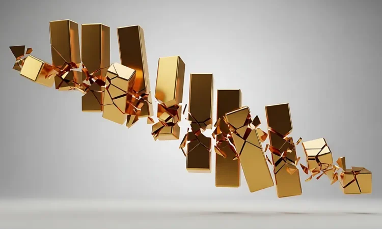 graphic of gold bars in decline