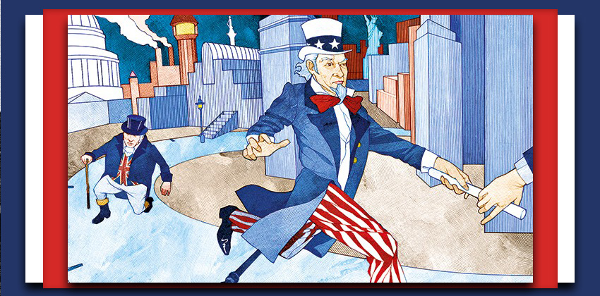 Illustration of Uncle Sam running a race