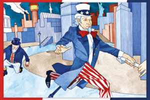 Illustration of Uncle Sam running a race